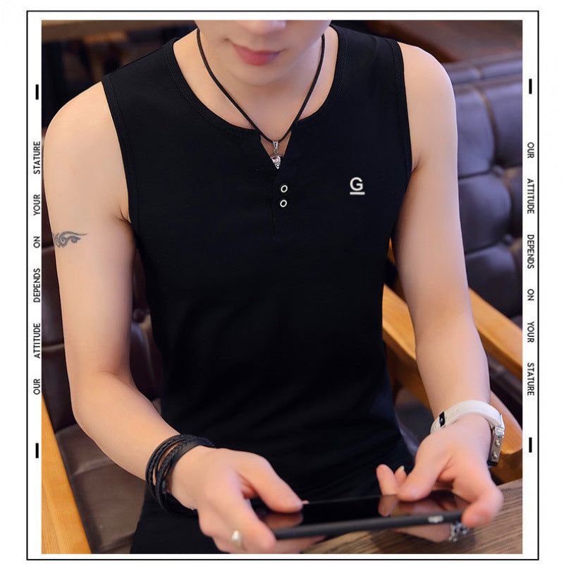 Men's Cotton Sleeveless Short-sleeve T-shirt
