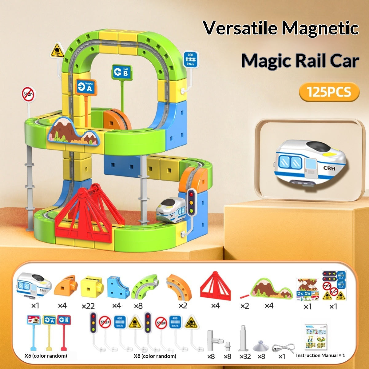 Non-magnetic Building Block Track Car For Children Electric
