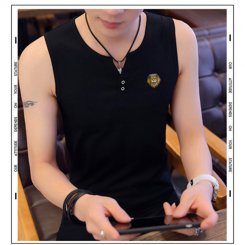 Men's Cotton Sleeveless Short-sleeve T-shirt