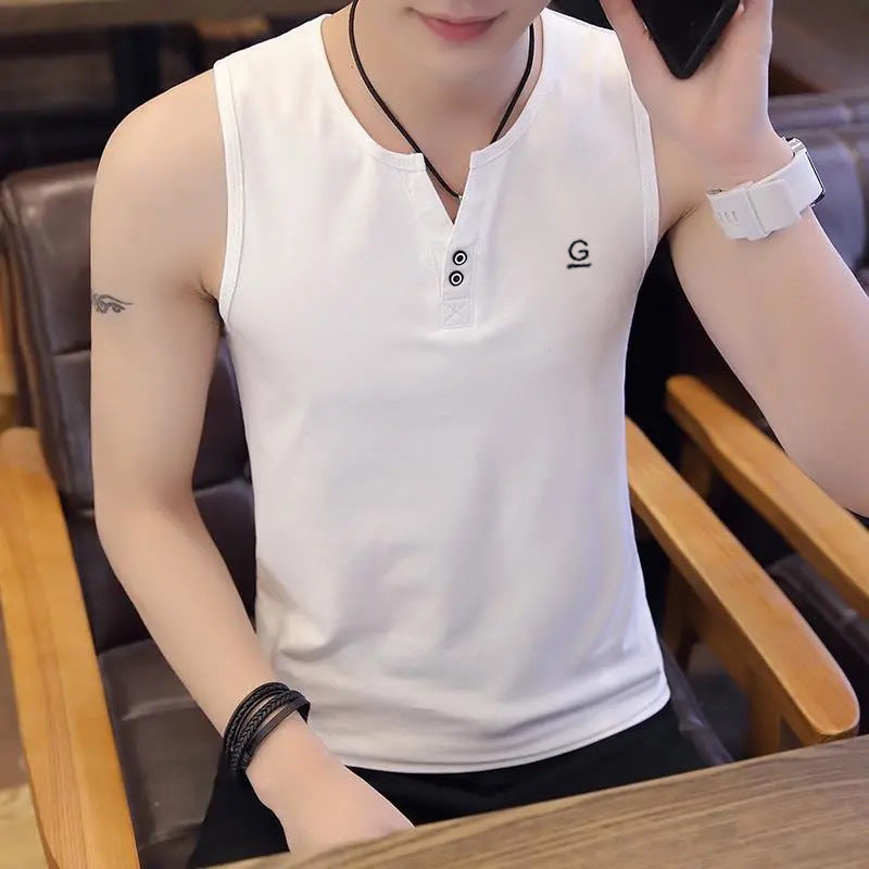 Men's Cotton Sleeveless Short-sleeve T-shirt