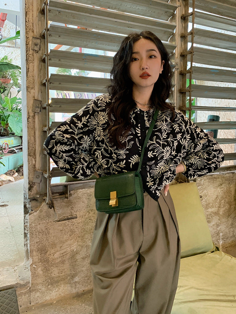 Women's Retro Thin Embroidered Shirt Top