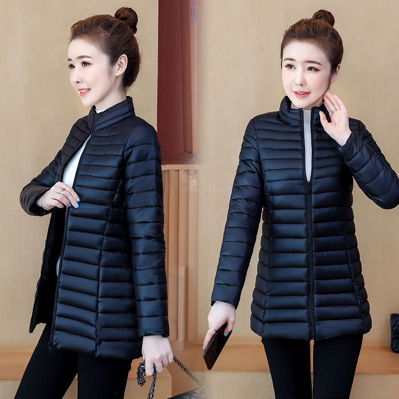 Plus-size Lightweight Slim-fit Mid-length Cotton Jacket