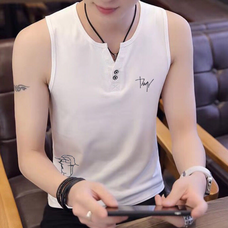 Men's Cotton Sleeveless Short-sleeve T-shirt