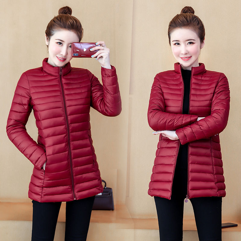 Plus-size Lightweight Slim-fit Mid-length Cotton Jacket
