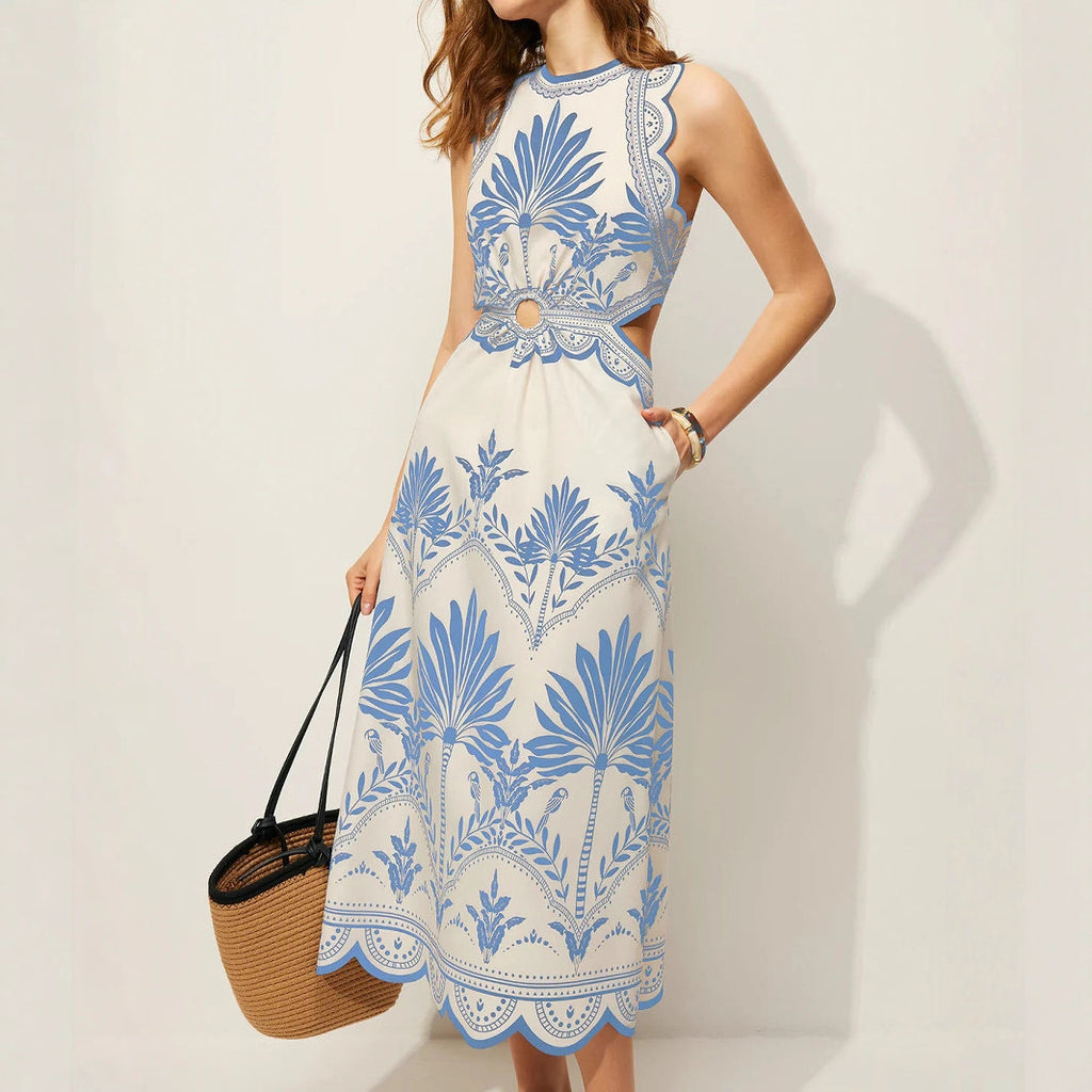 Womens Fashionable Printed Loose Beach Dress