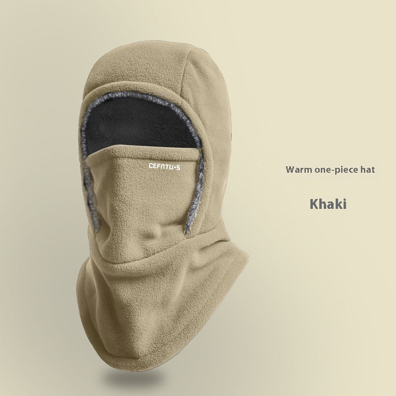 Winter Fleece Hooded Scarf Windproof Cold-proof Warm Face Mask Outdoor Thermal Head Cover Hat